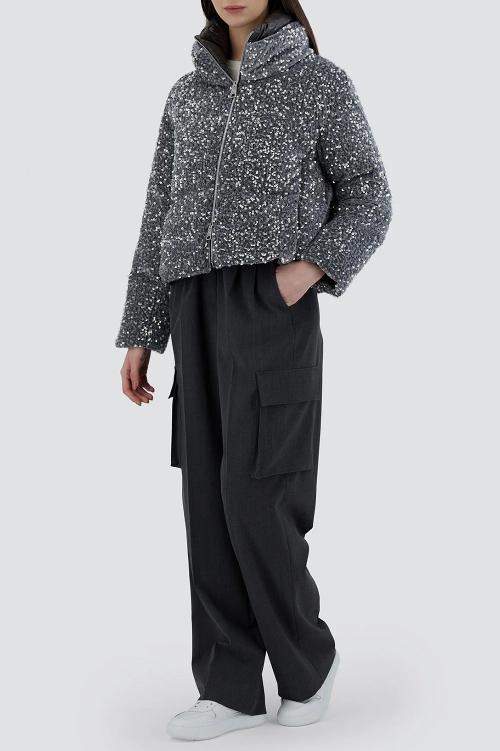 Quilted Paillette Zip Jacket - Image 3