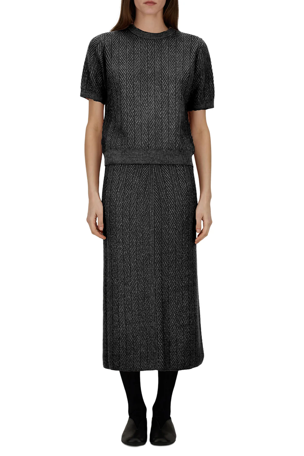 Shiny Herringbone Skirt - Image 2