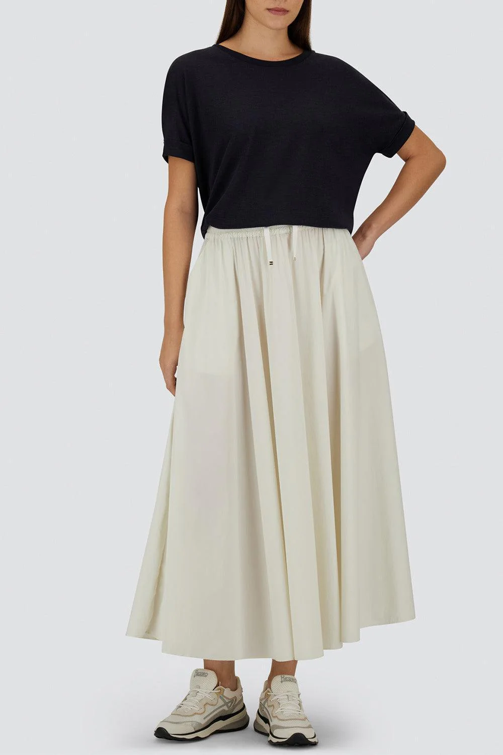 Stretch Midi Skirt - White - Image 2