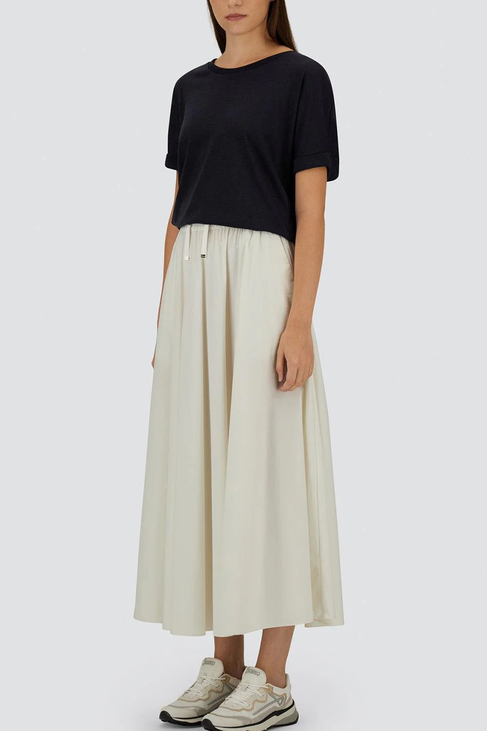 Stretch Midi Skirt - White - Image 3