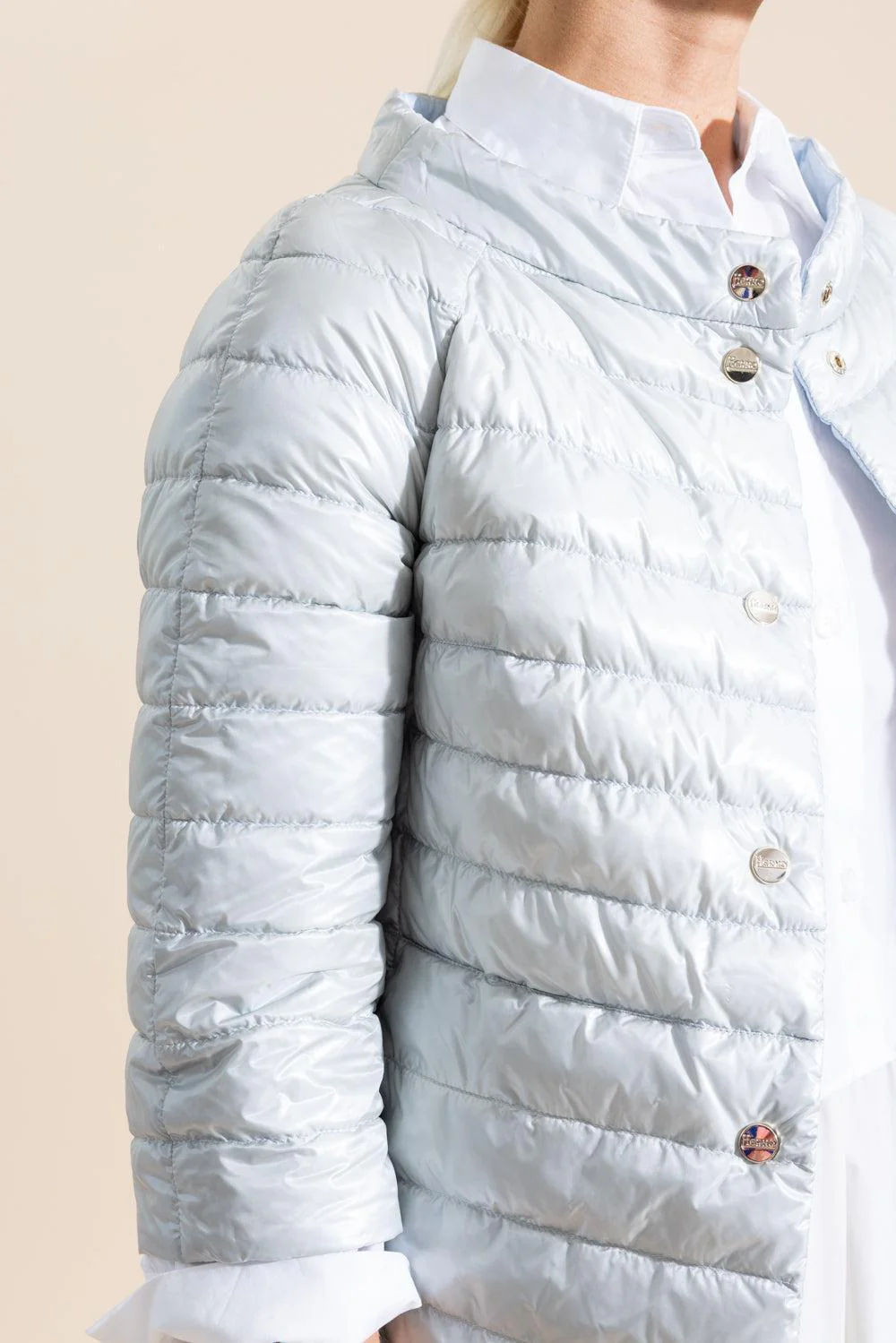 Three Quarter Sleeve Ultralight Reversible Jacket - Light Blue Ice - Image 3