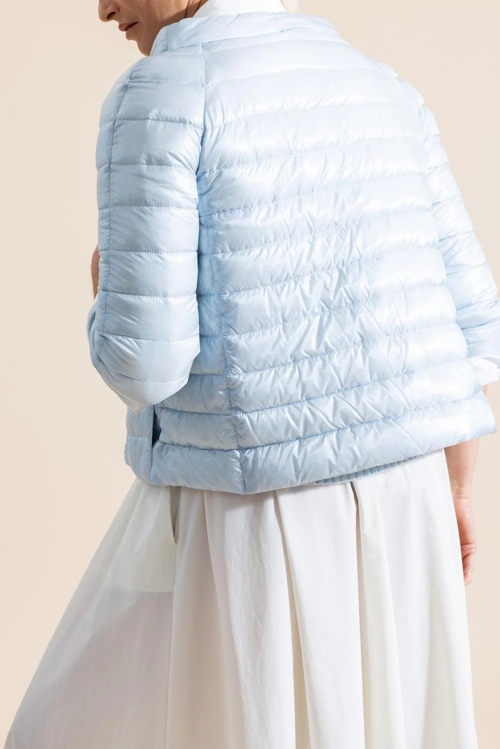 Three Quarter Sleeve Ultralight Reversible Jacket - Light Blue Ice - Image 4