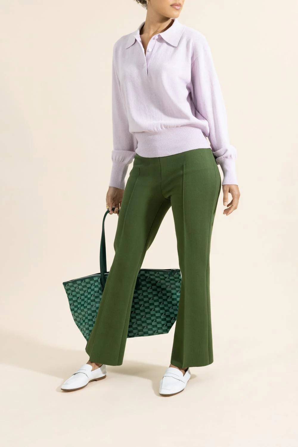 Tonal Stripe Kick Pant - Avocado - Image 2