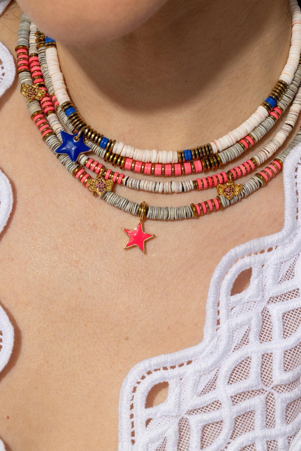 Ania Pink Enamel Star Necklace - Image 2