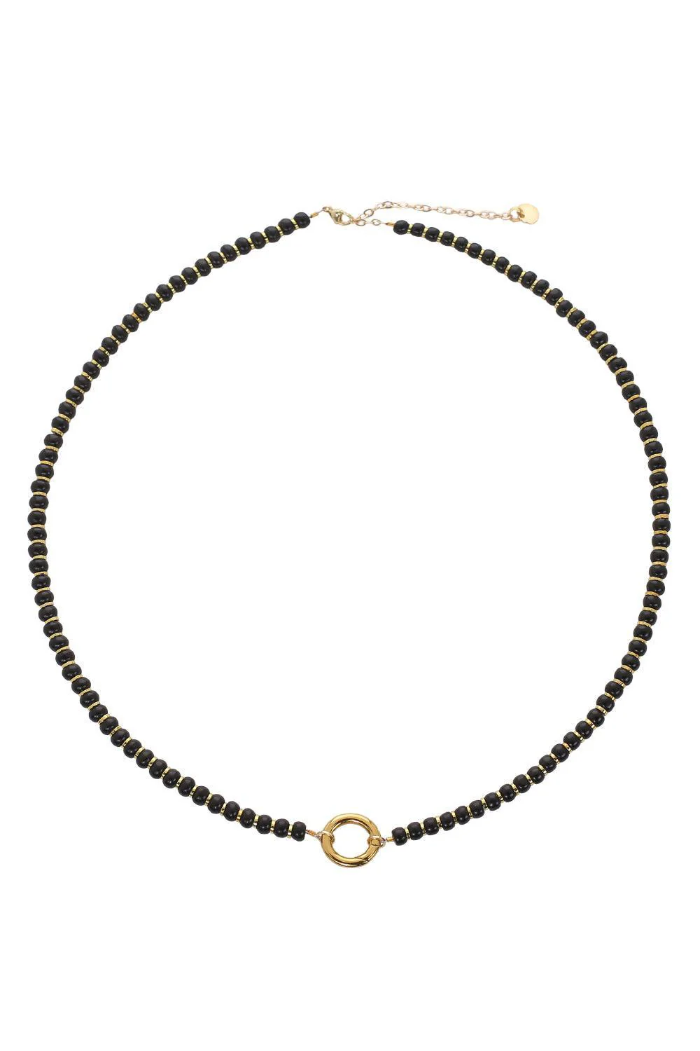 Black Bead Rondelle Necklace