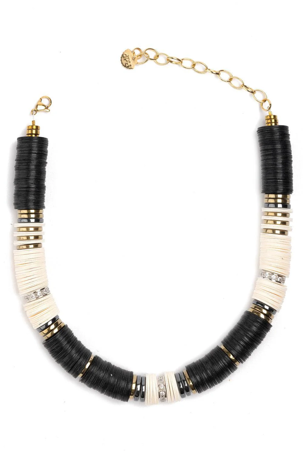 Black Beige Rondelle Necklace