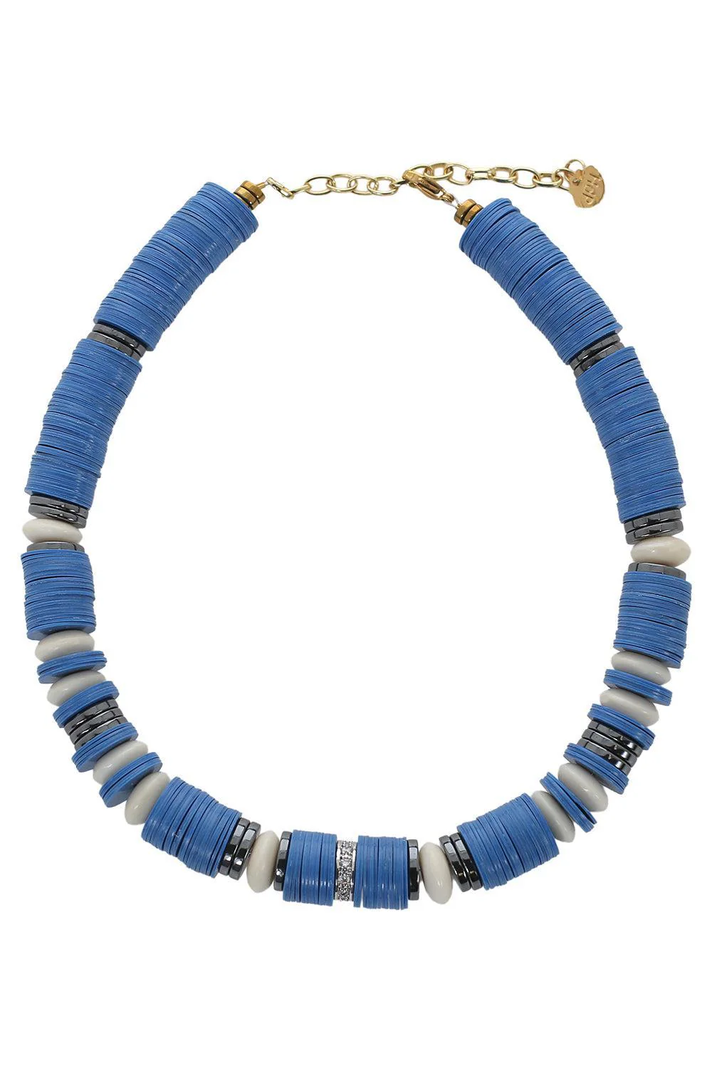 Blue Black Rondelle Necklace