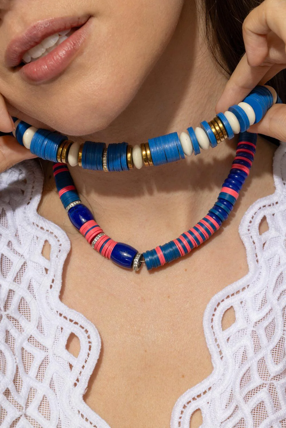 Blue Black Rondelle Necklace - Image 3