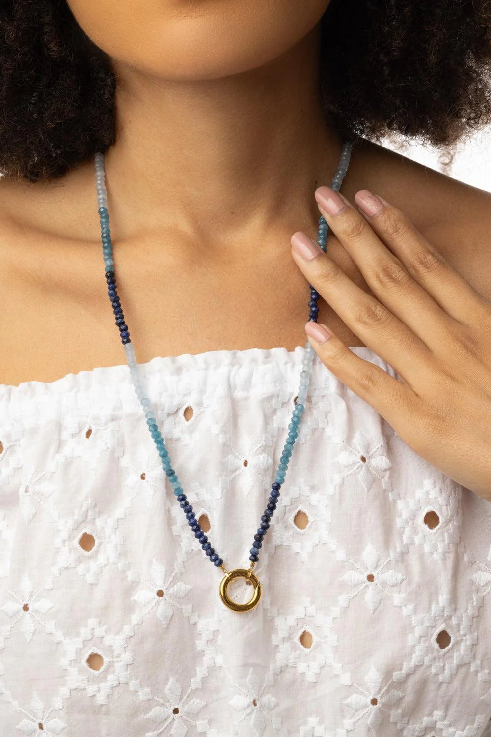 Blue Turquoise Agate Beaded Necklace - Image 2