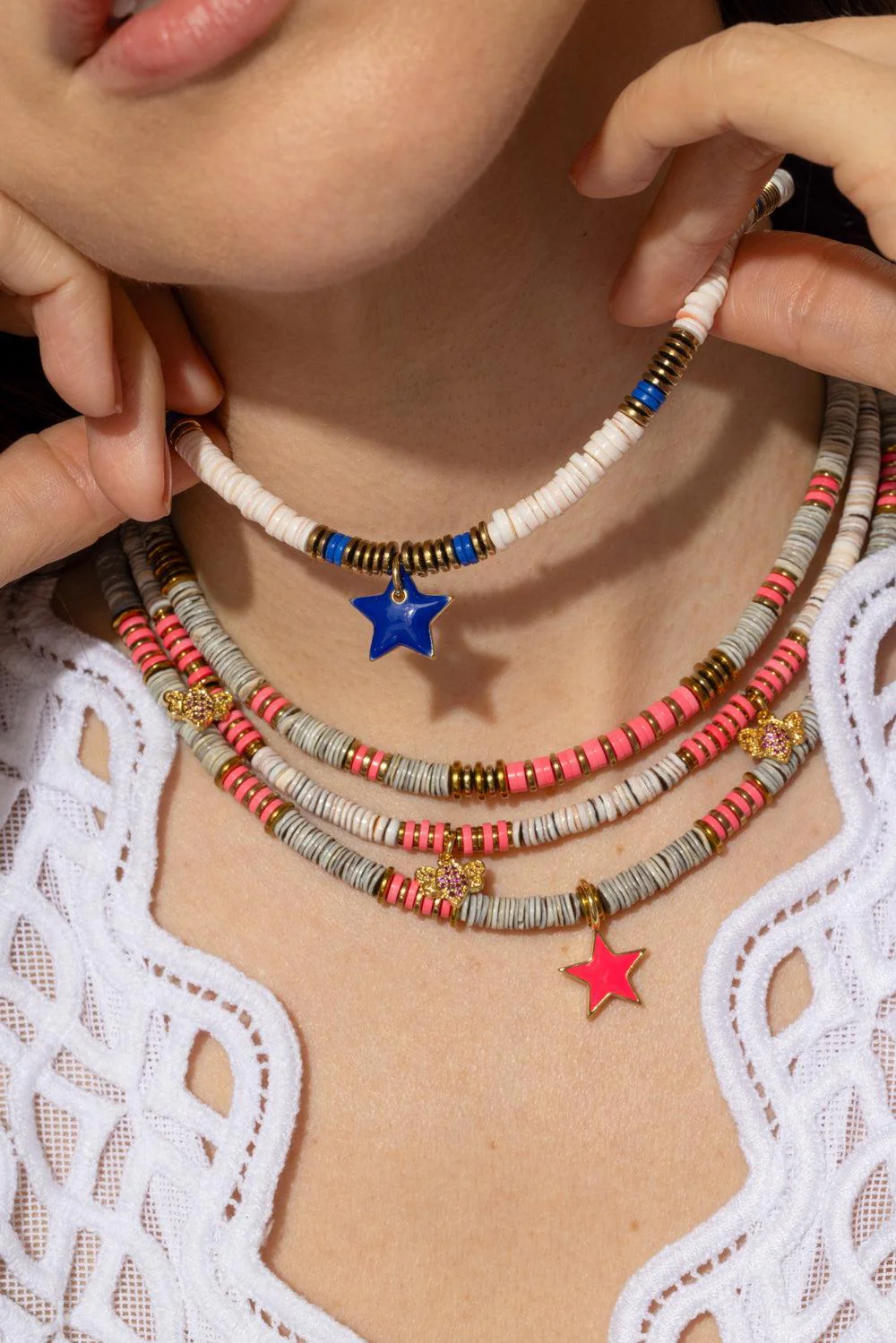 Blush Blue Star Sea Shell Puka Necklace - Image 3