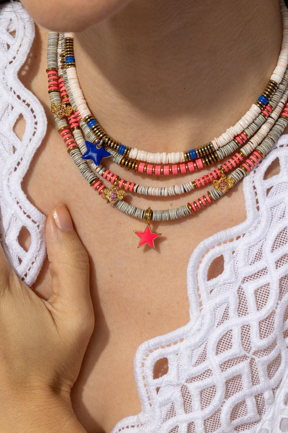 Blush Blue Star Sea Shell Puka Necklace - Image 4