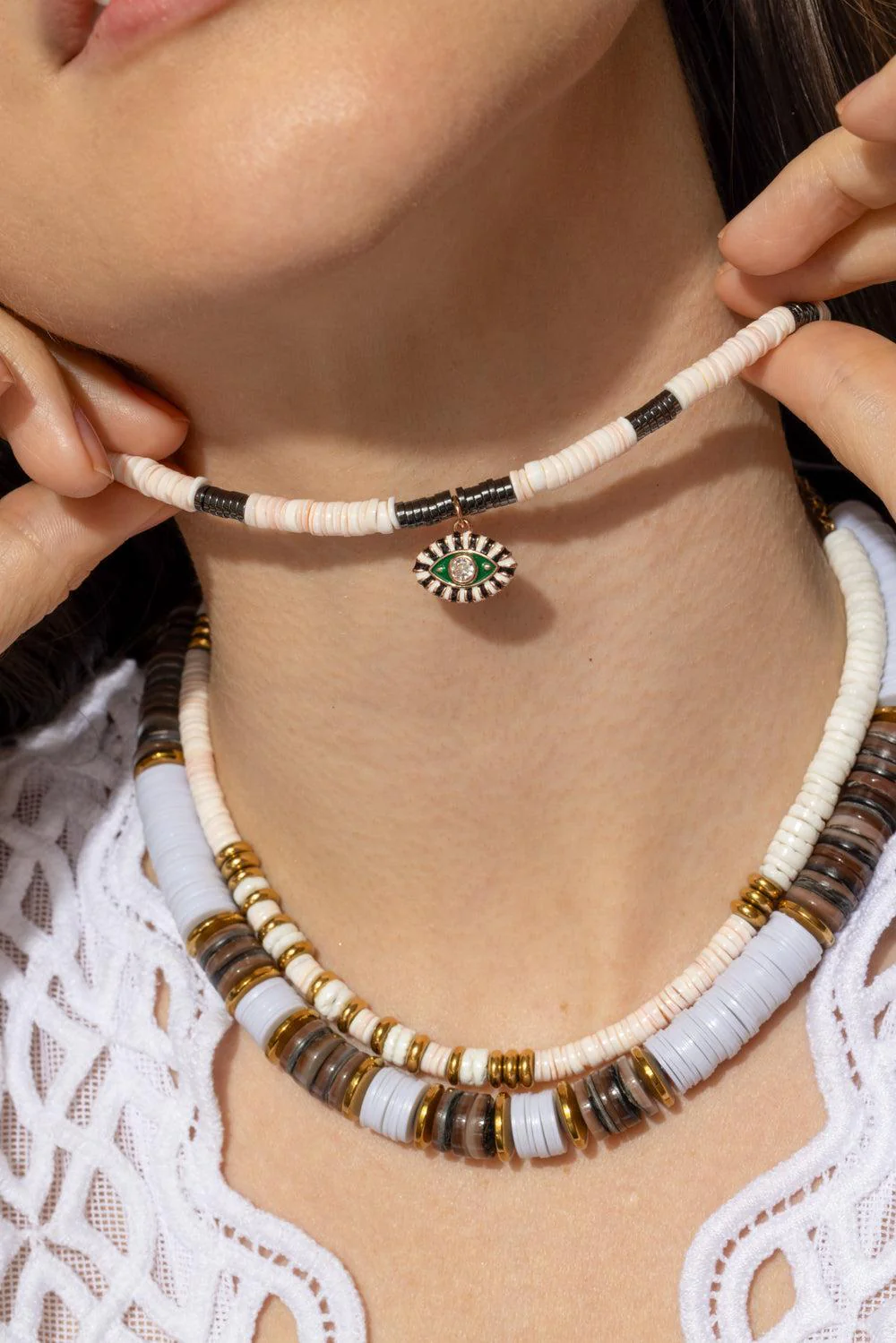 Blush Pink Eye Shell Puka Necklace - Image 3