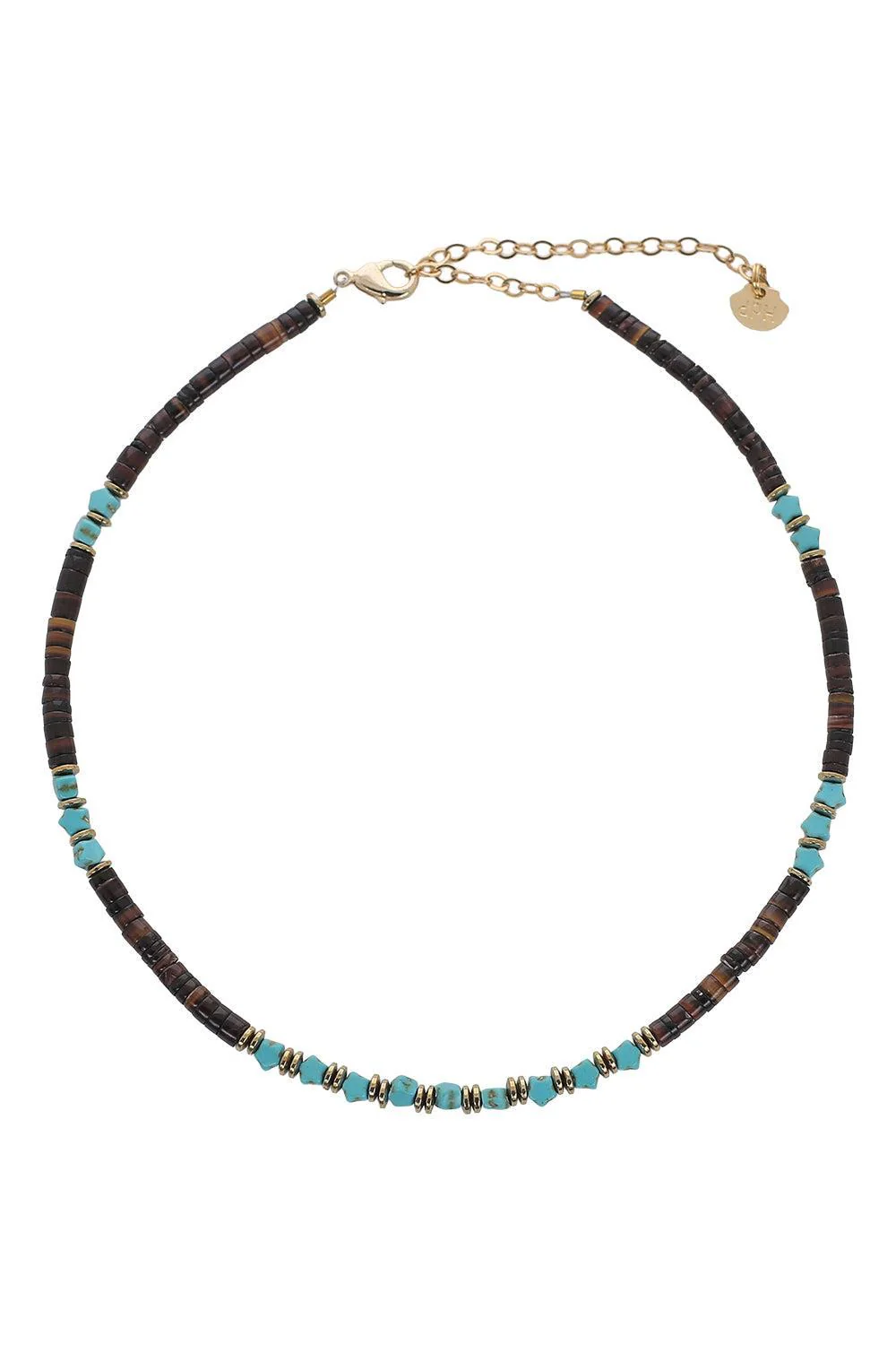 Brown Turquoise Beaded Necklace