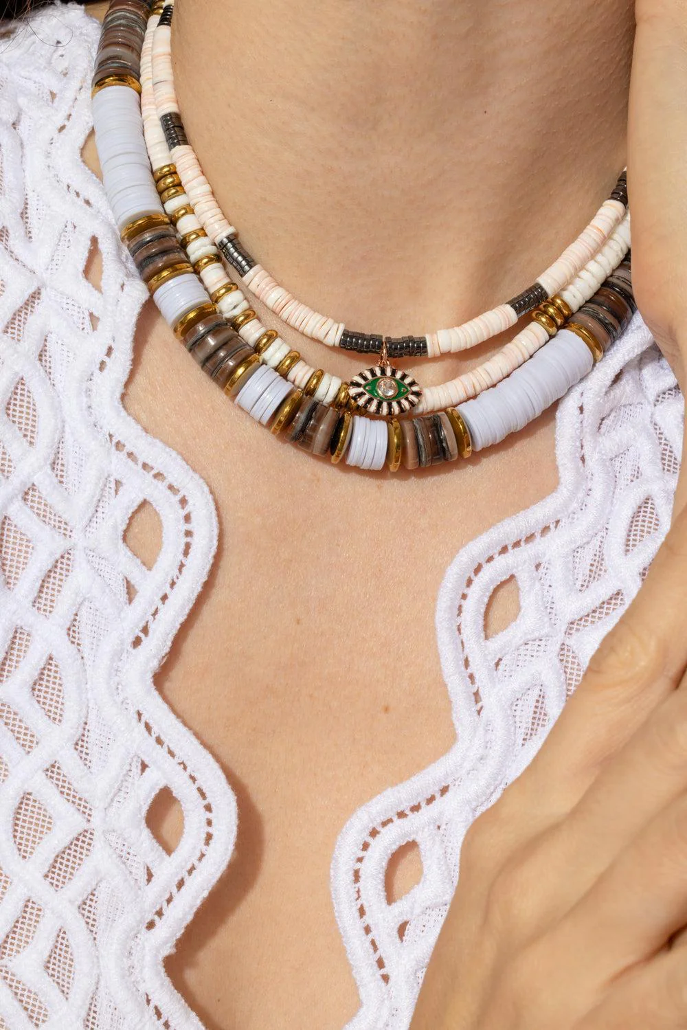 Ecru Black Rondelle Necklace - Image 2