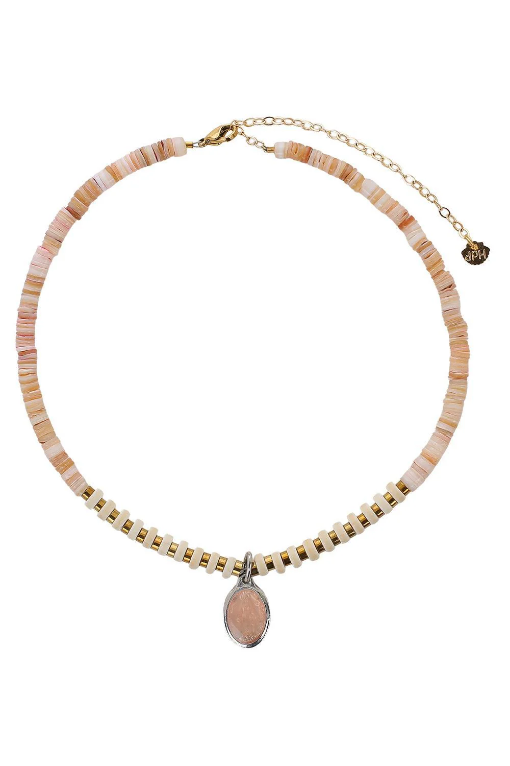 FE Pink Virgencita Pendant Rondelle Necklace