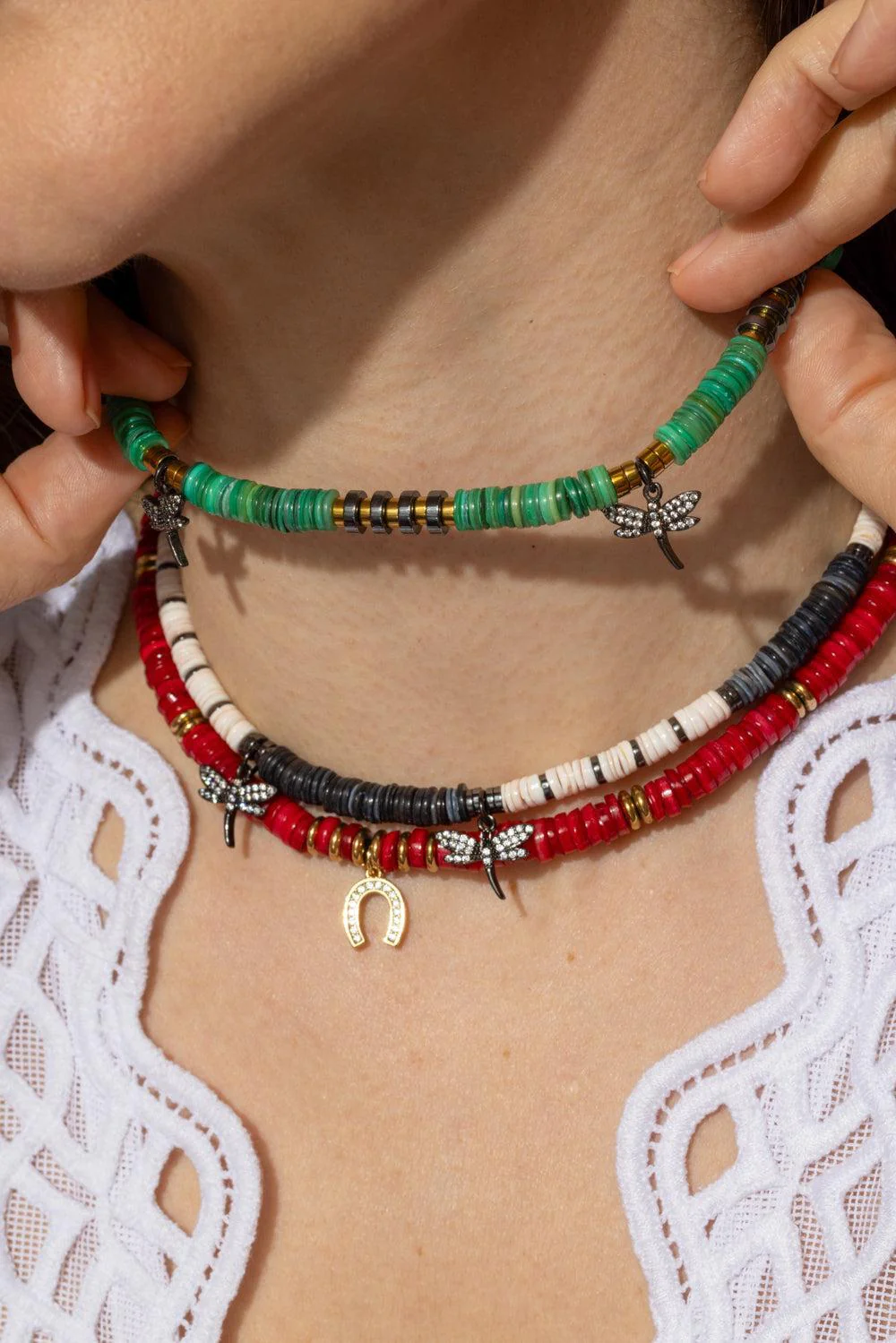 Green Iris Fireflies Necklace - Image 3