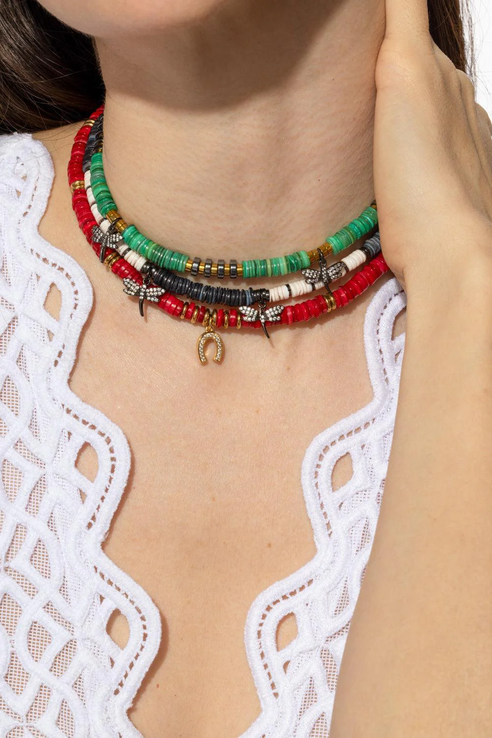 Green Iris Fireflies Necklace - Image 4