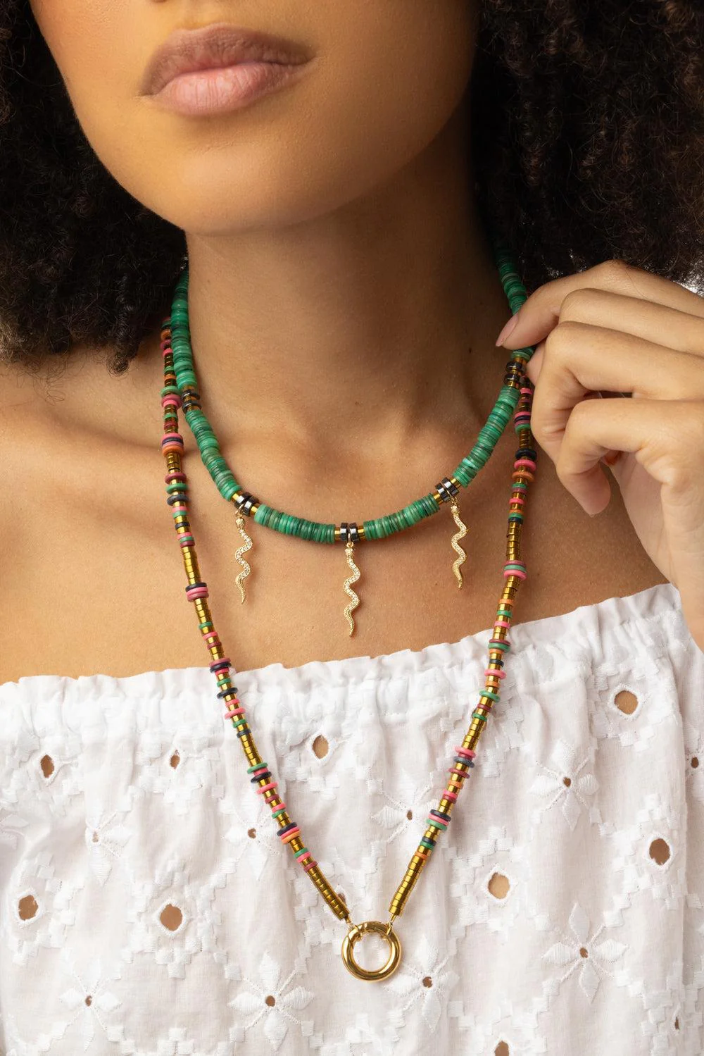 Green Iris Kaa Black Snake Necklace - Image 2