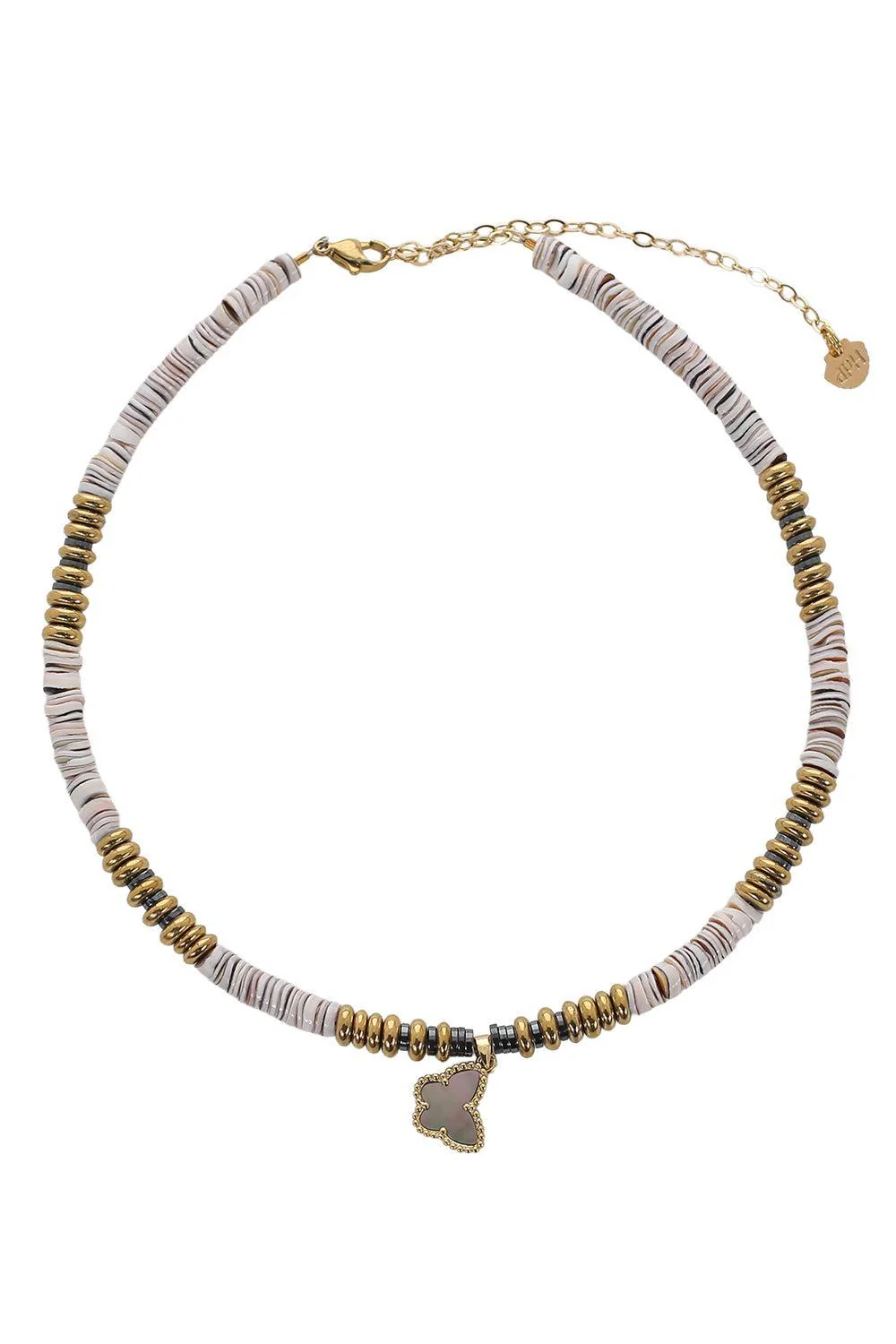 Grey Shell Butterfly Necklace