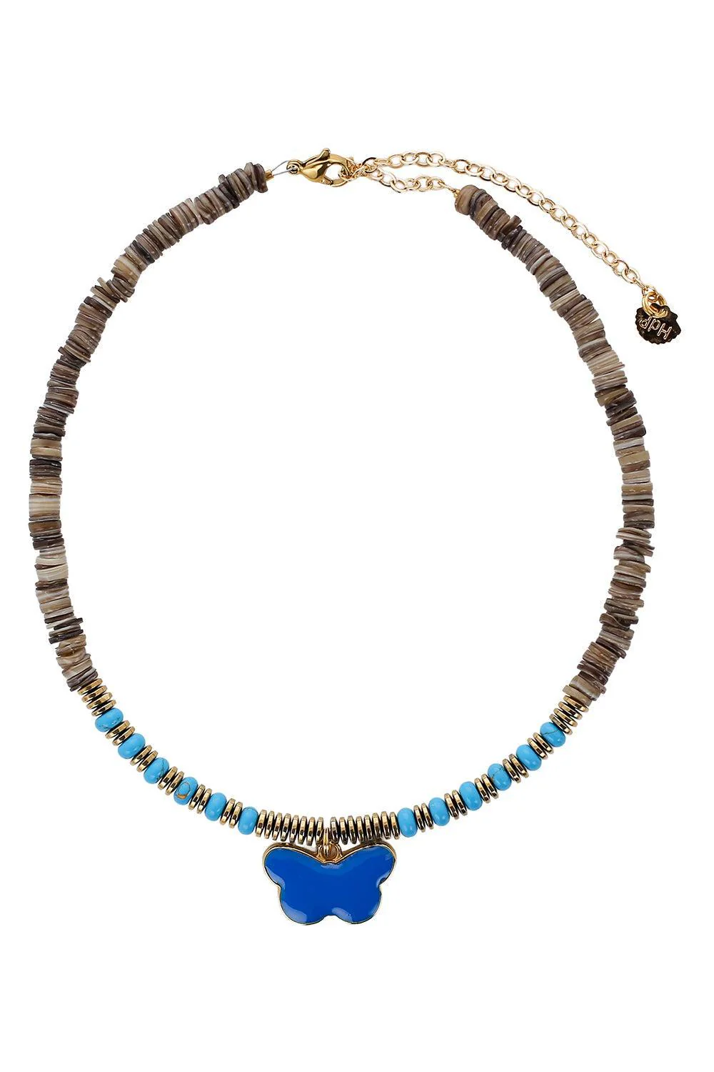 Grey Turquoise Butterfly Necklace