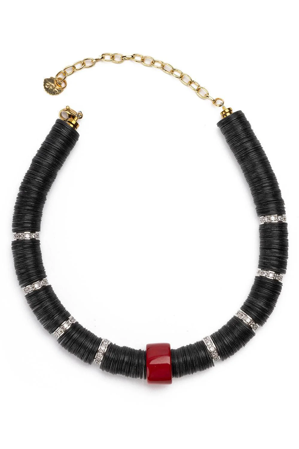 Jaipur Black Red Bamboo Coral Beaded Necklace