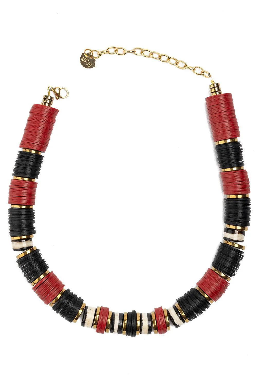 Jaipur Black Red White African beaded Necklace