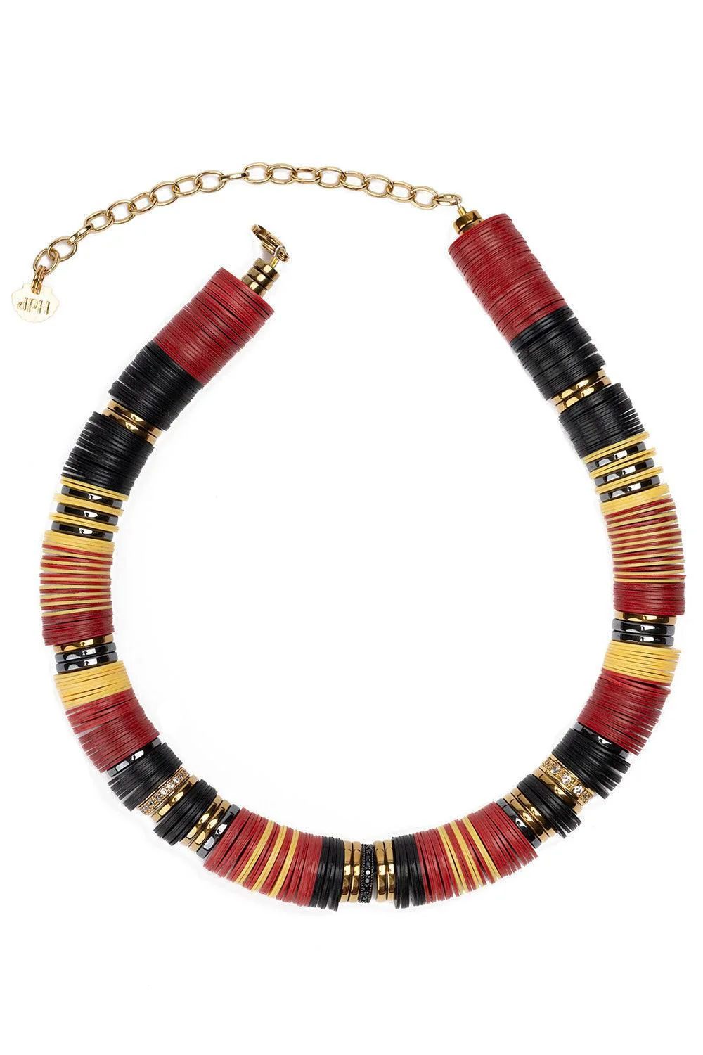 Jaipur Black Red Yellow African beaded Necklace