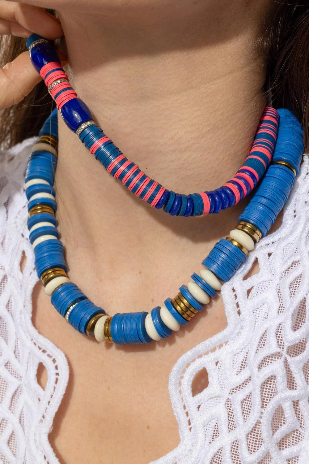 Jaipur Blue Maria White Rondelle Necklace - Image 3