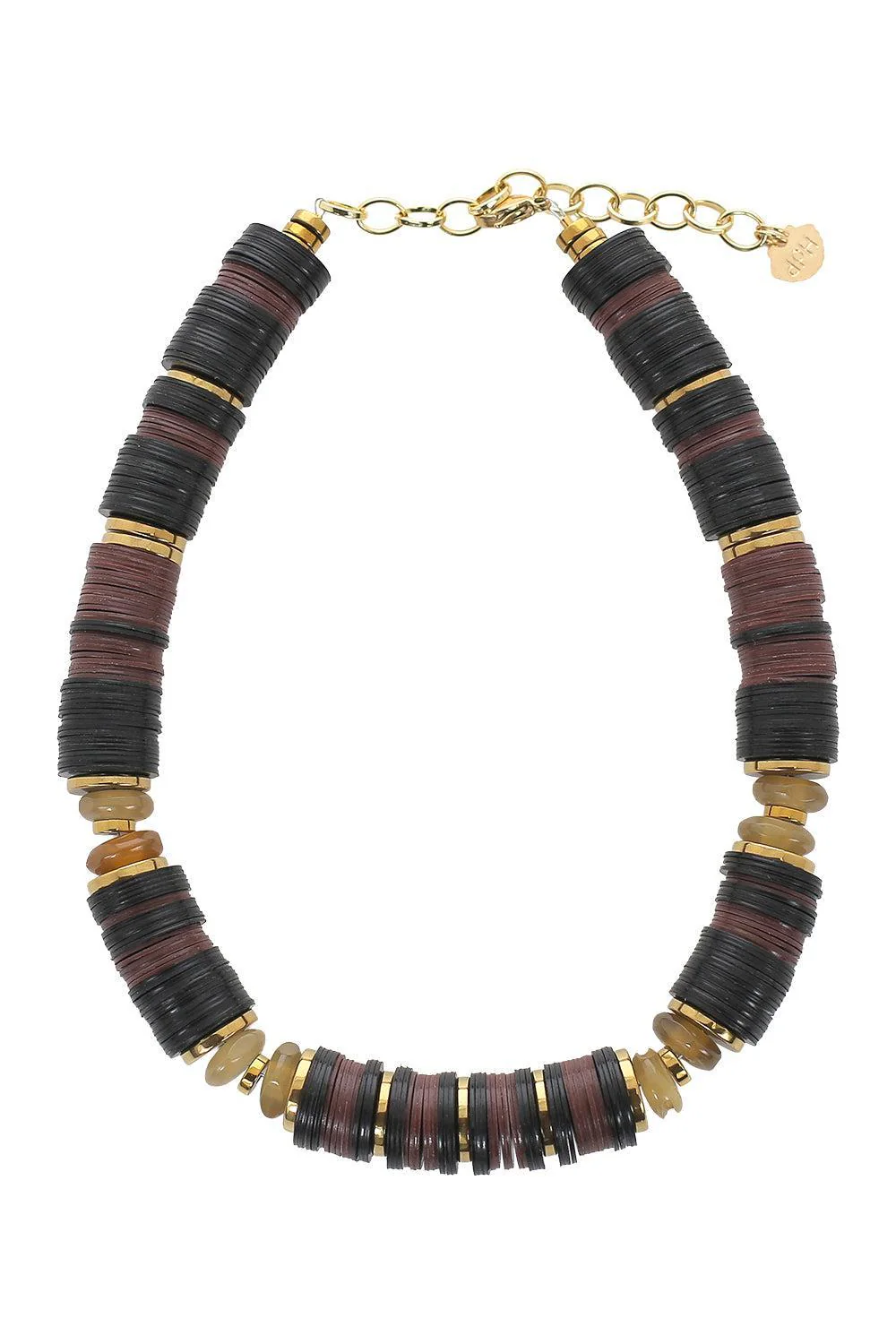 Jaipur Brown Black African Beaded Necklace - 10mm
