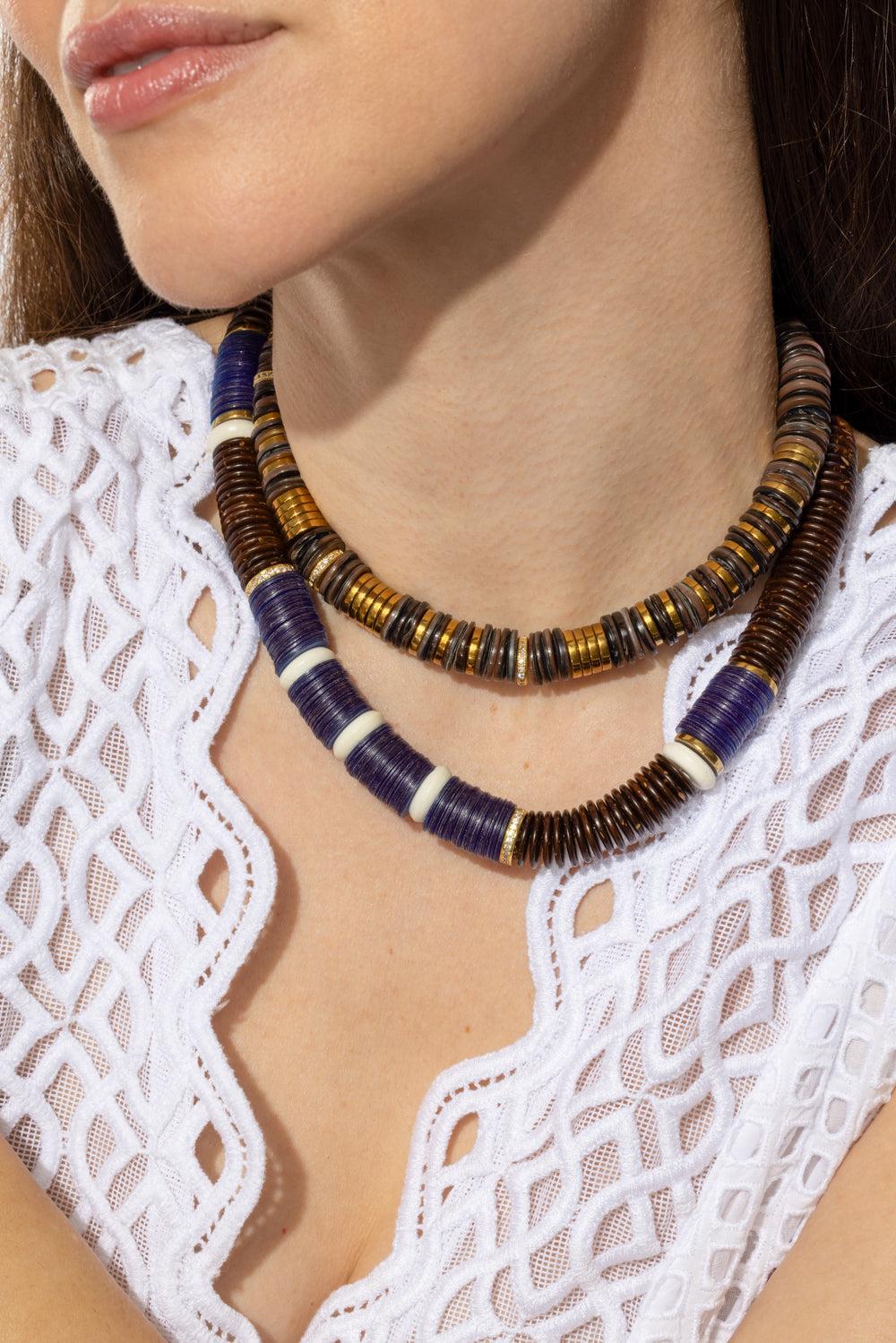 Jaipur Brown Blue Coco Beads Necklace - Image 2