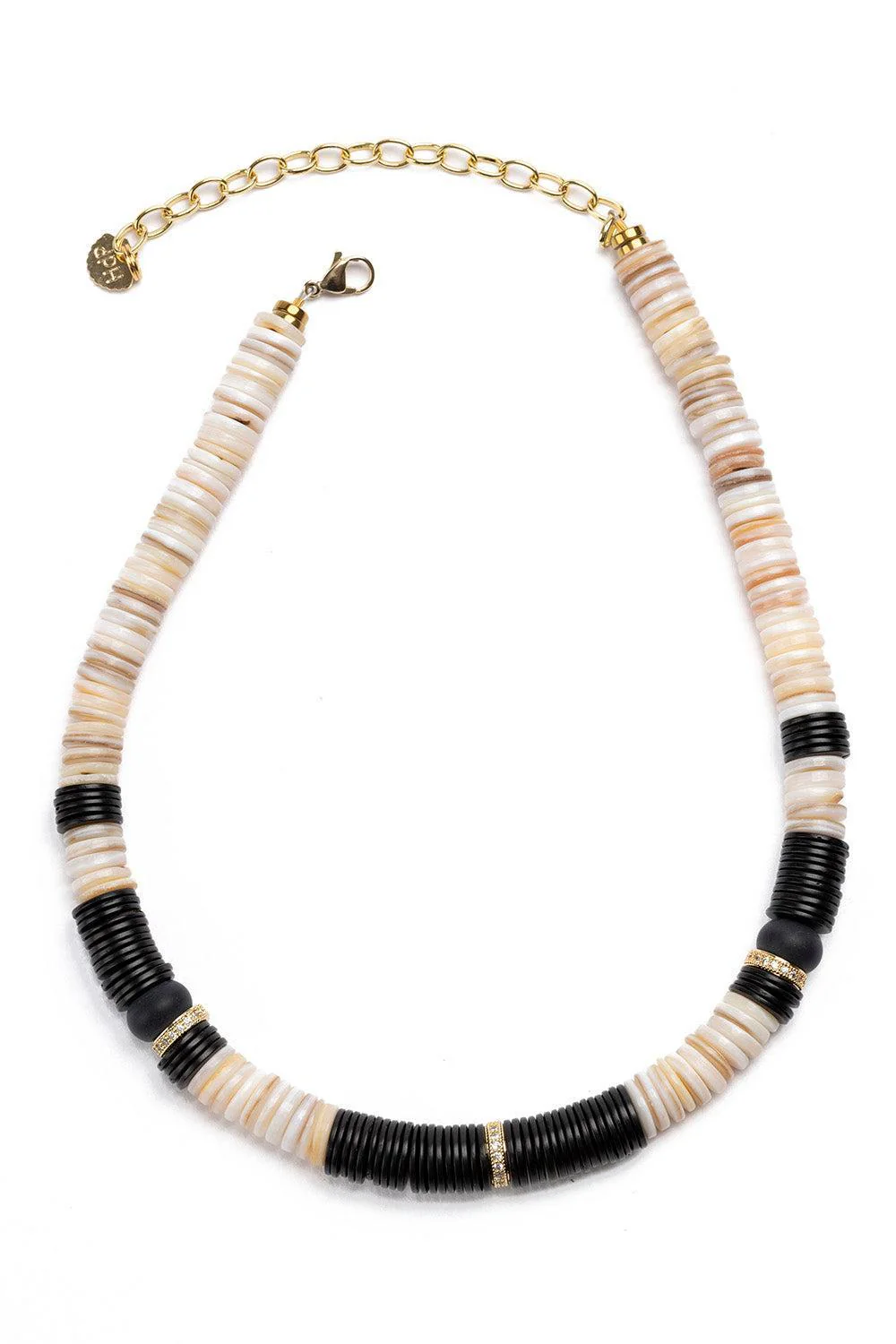 Jaipur Ecru Black Ante Sea Shell Beaded Necklace