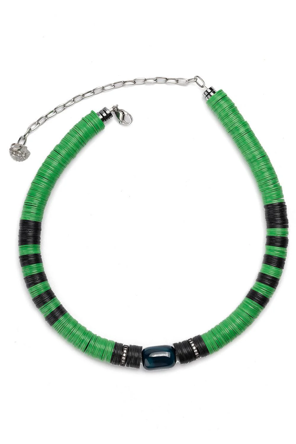 Jaipur Green Black Stone African Beaded Necklace