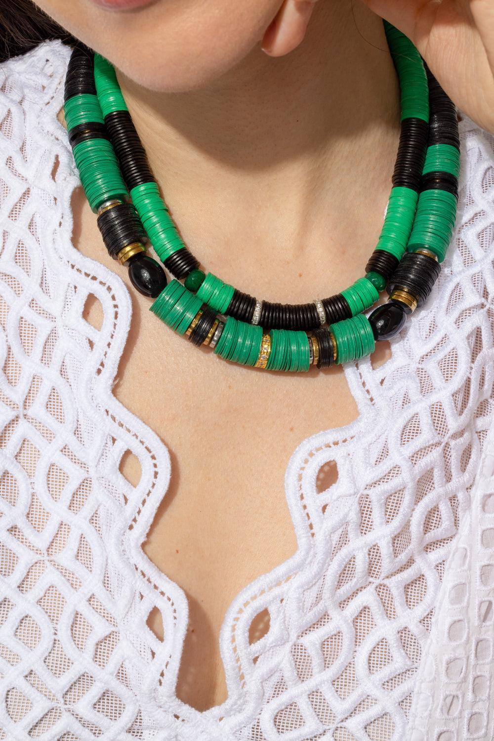 Jaipur Green Black Two Beaded Necklace - Image 4