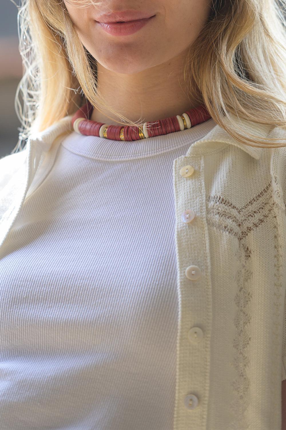 Jaipur Red Bone African Beaded Necklace - Image 2