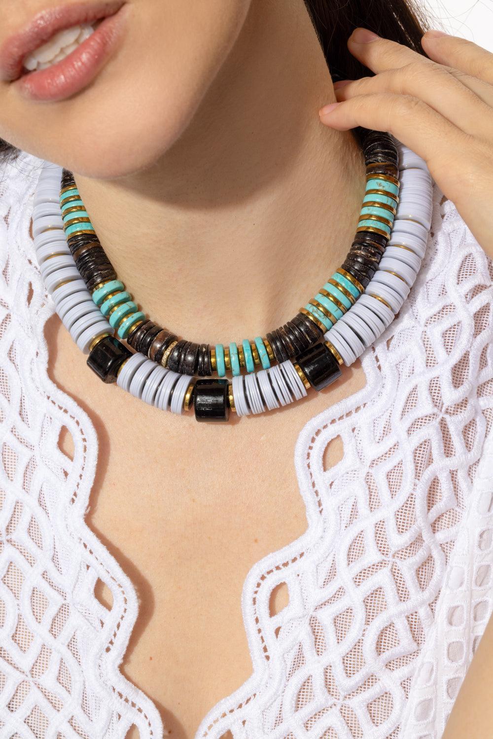 Jaipur Turquoise Brown Beaded Necklace - Image 2