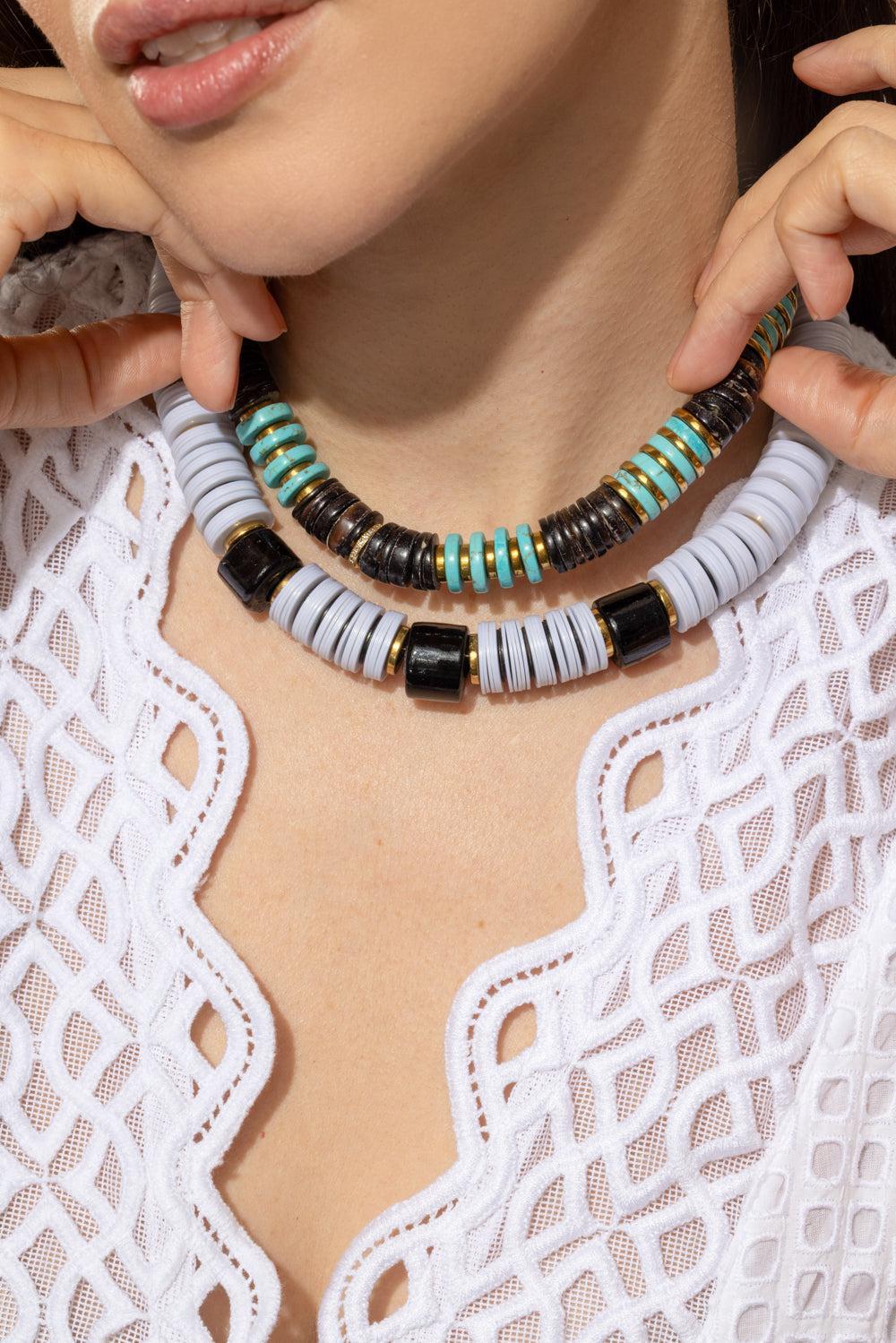 Jaipur Turquoise Brown Beaded Necklace - Image 4