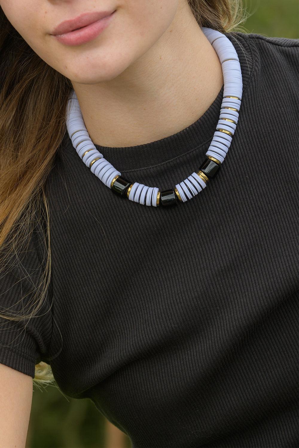 Jaipur White Three Glass Beaded Necklace - Image 3