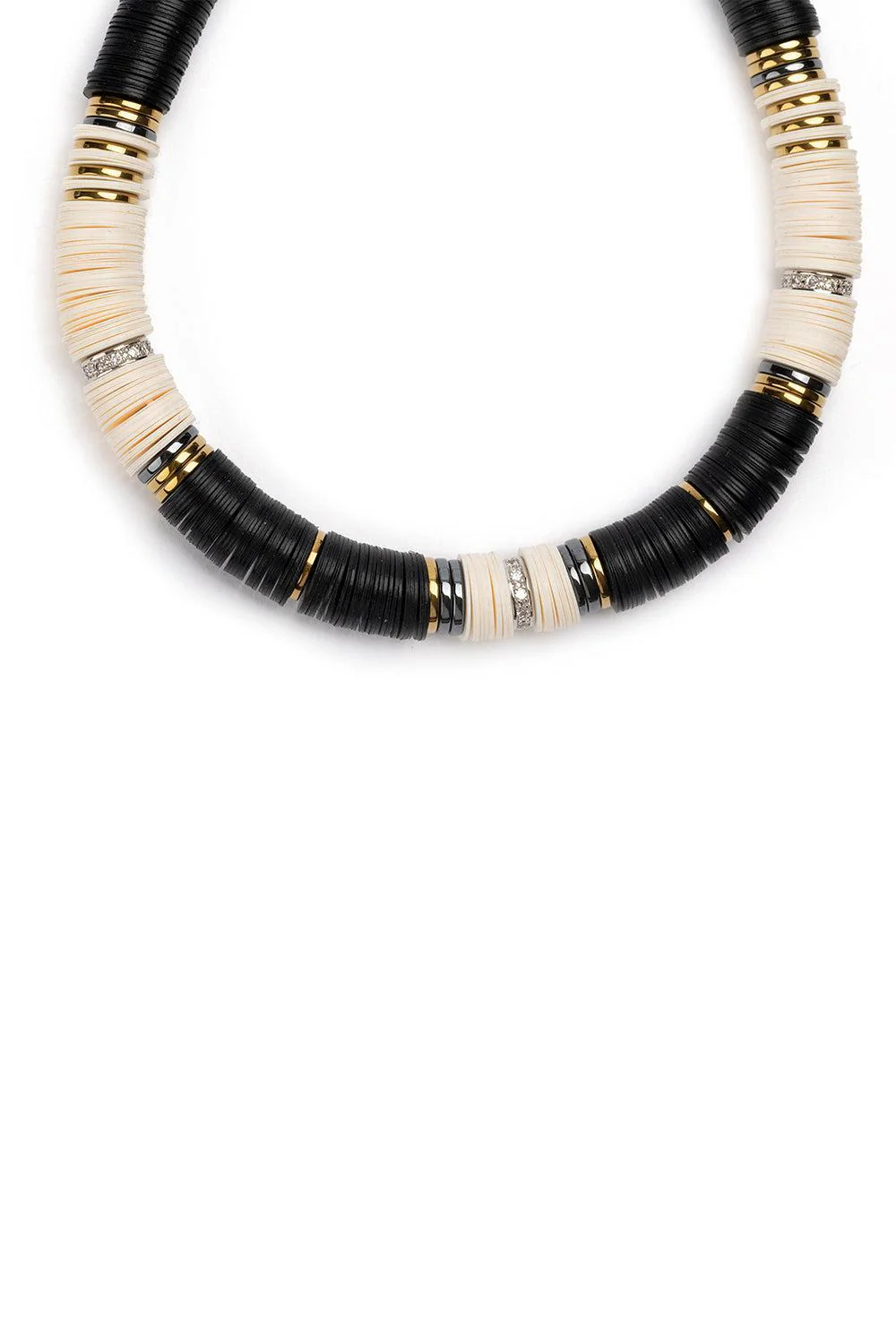 Japiur Black White Rondelle Necklace