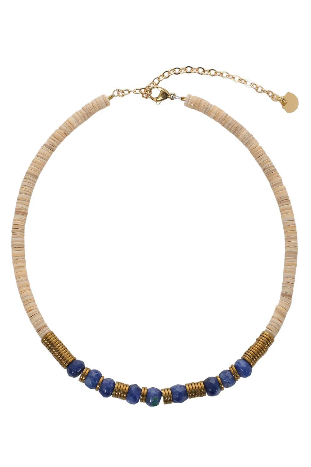 Paulina Dijon Blue Agate Sea Shell Necklace