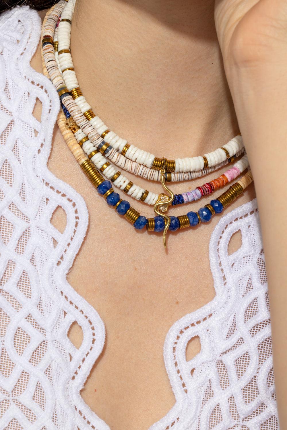 Paulina Dijon Blue Agate Sea Shell Necklace - Image 2