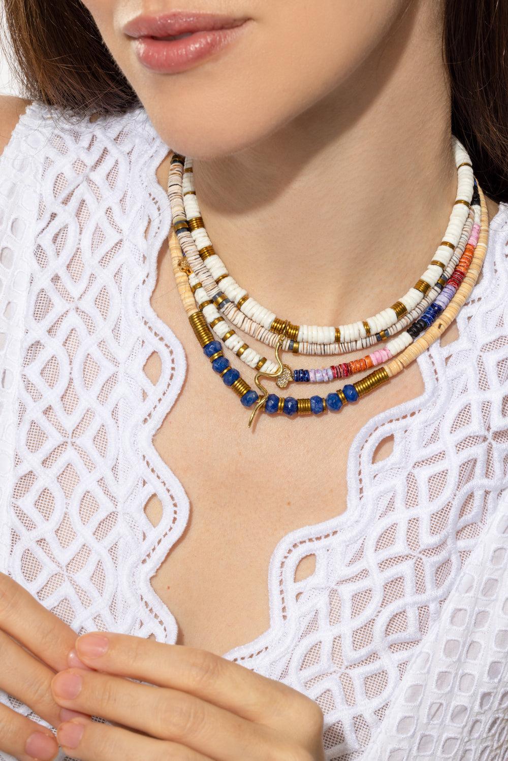 Paulina Dijon Blue Agate Sea Shell Necklace - Image 4