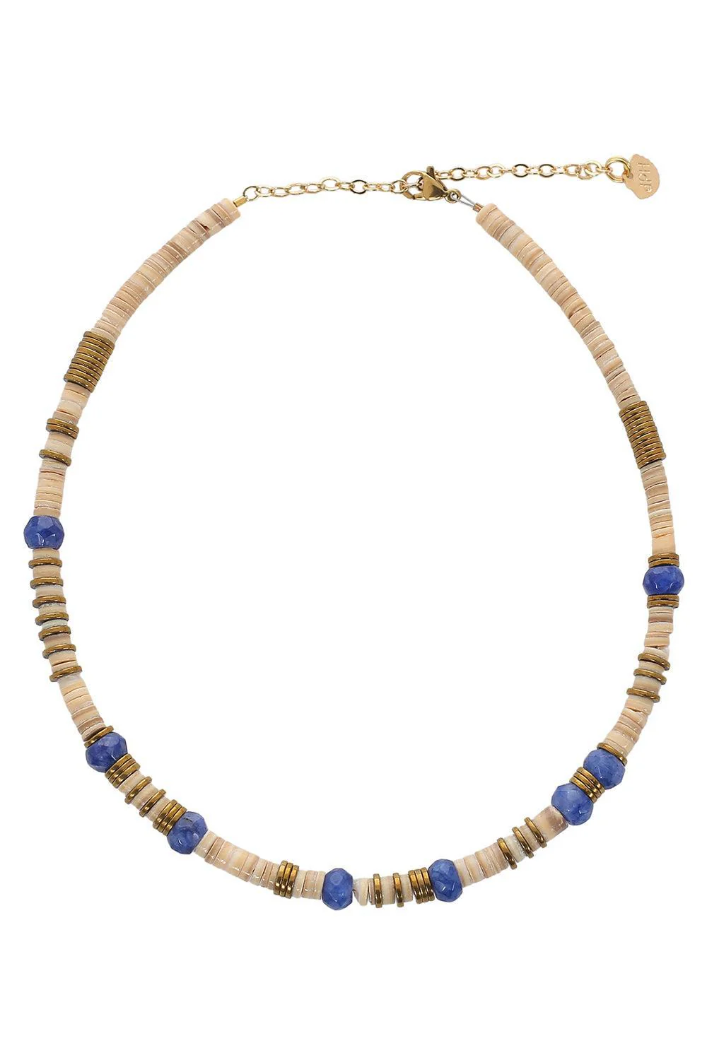 Paulina Dijon Blue Beaded Sea Shell Necklace