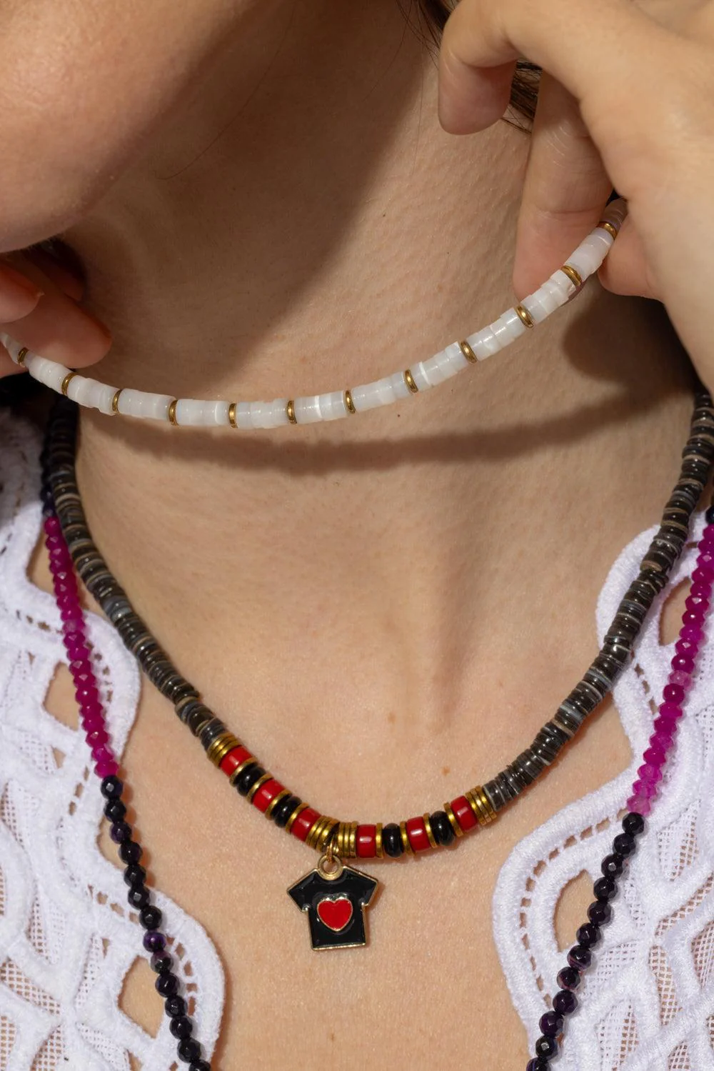 Pearl Puka Shell Rondelle Necklace - Image 3