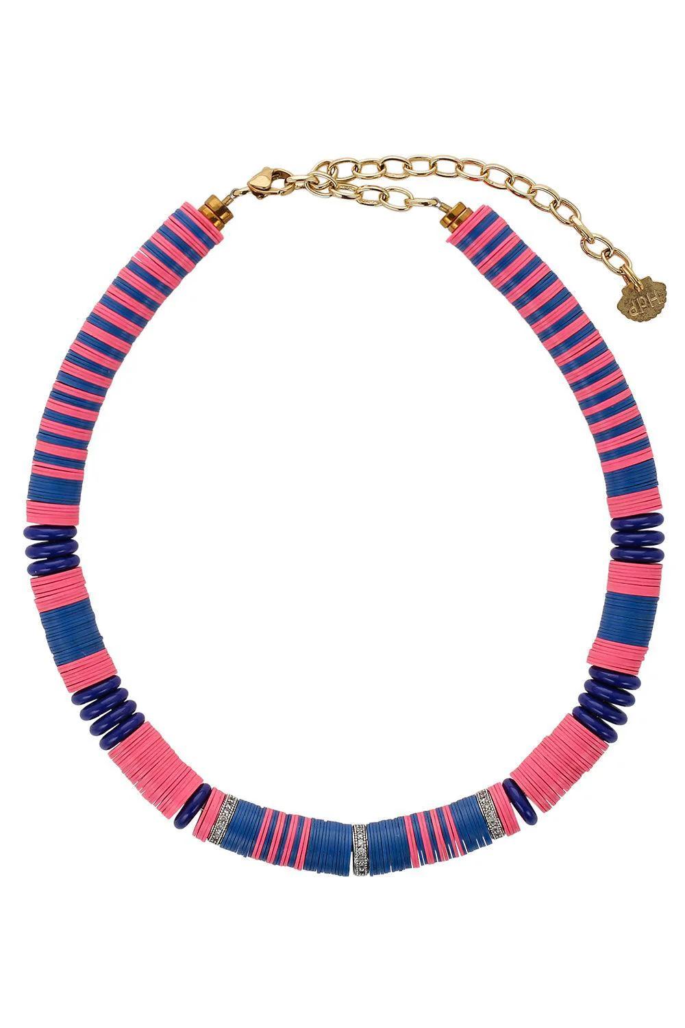Pink Blue Rondelle Necklace