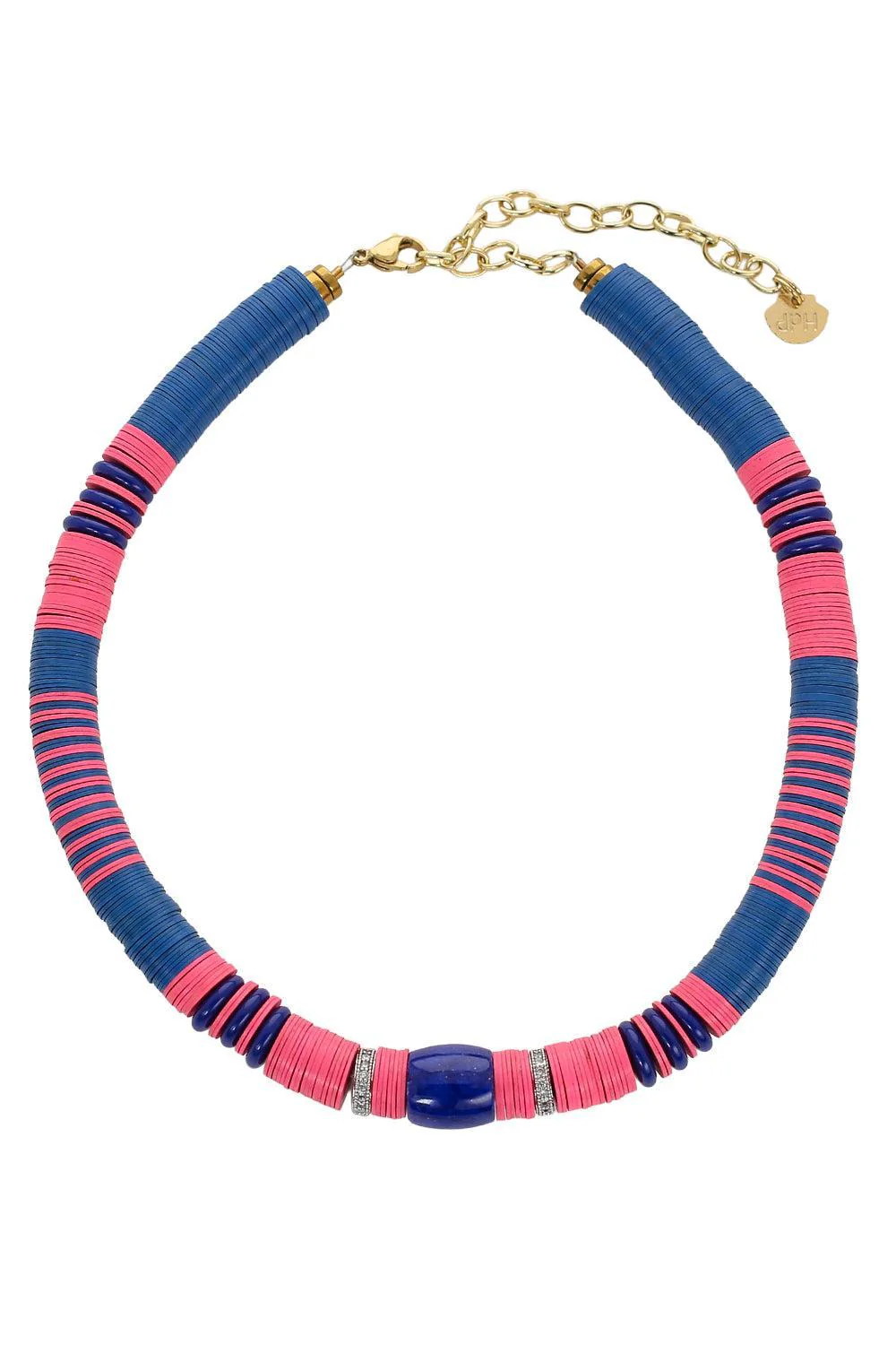 Pink Blue Rondelle Necklace