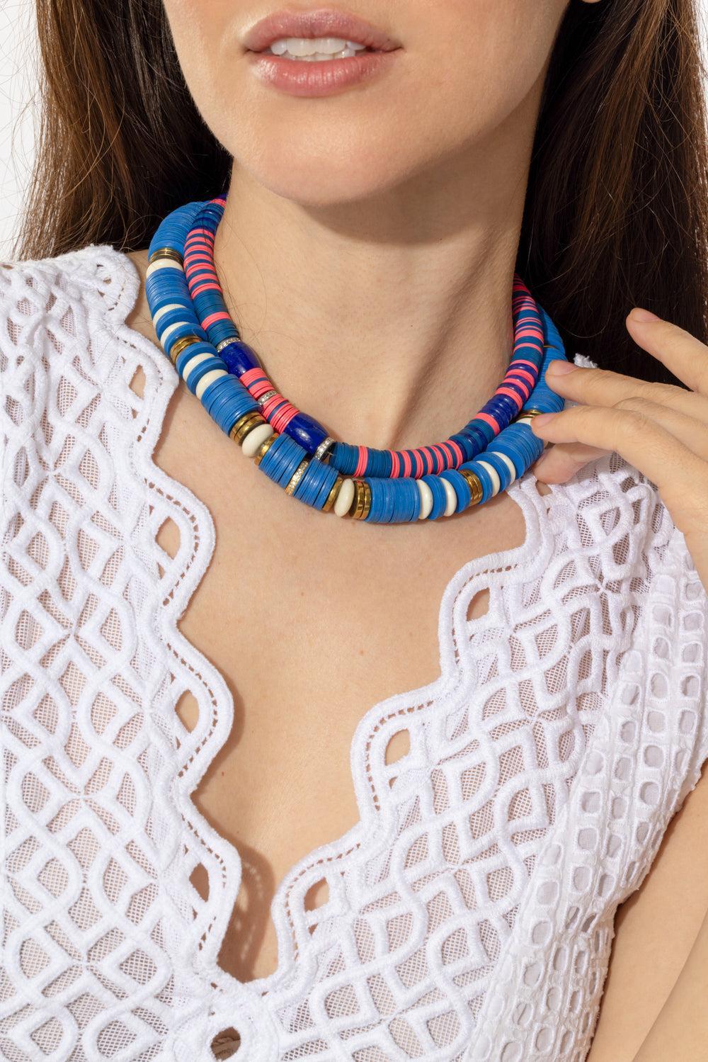 Blue Black Rondelle Necklace - Image 2