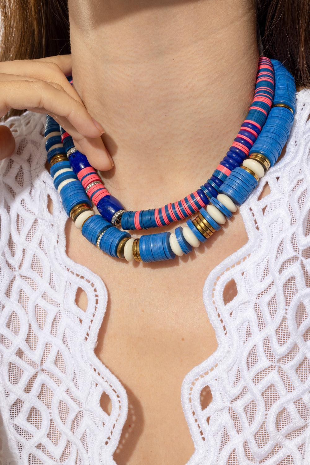 Blue Black Rondelle Necklace - Image 4