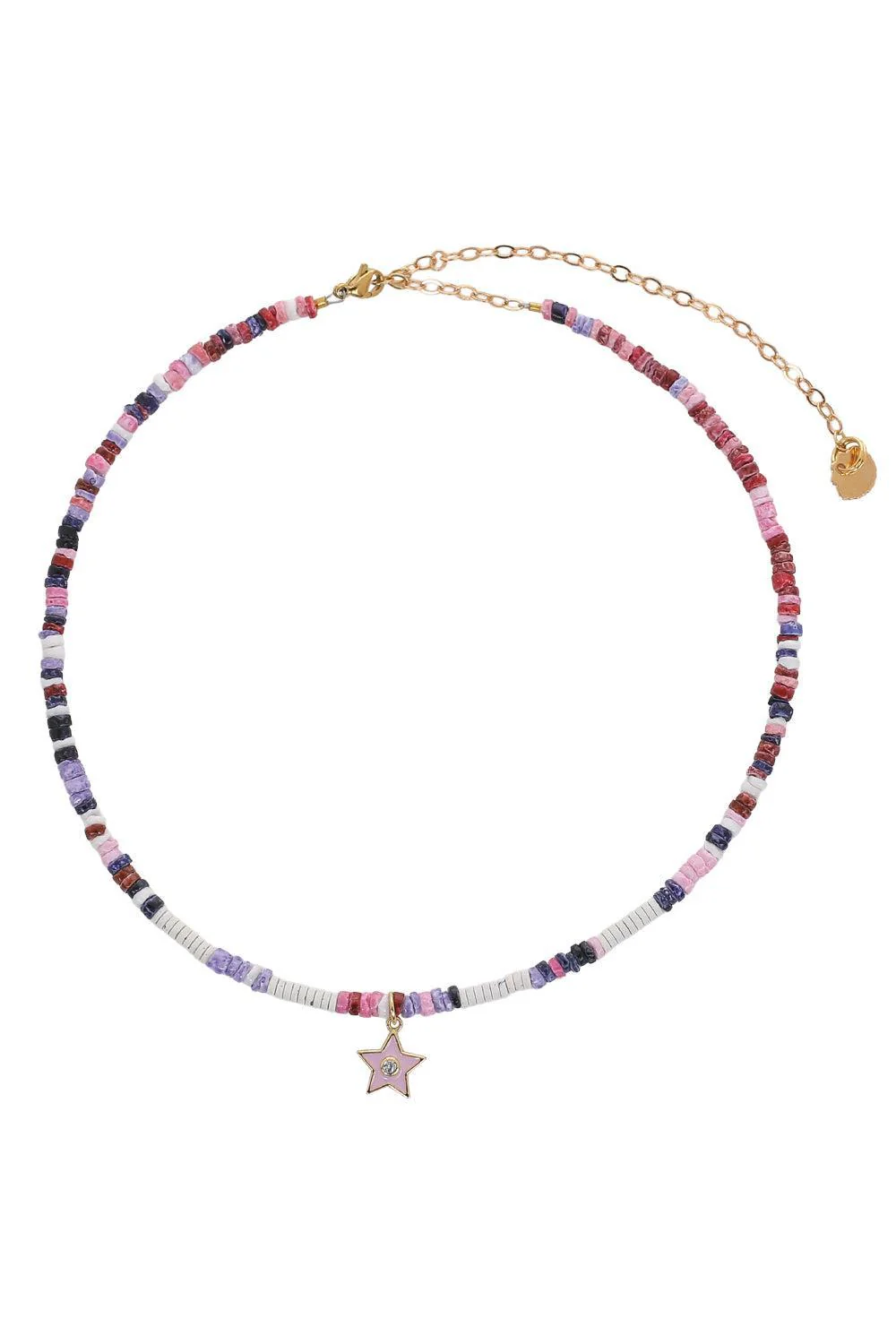 Pink Purple White Star Charm Necklace