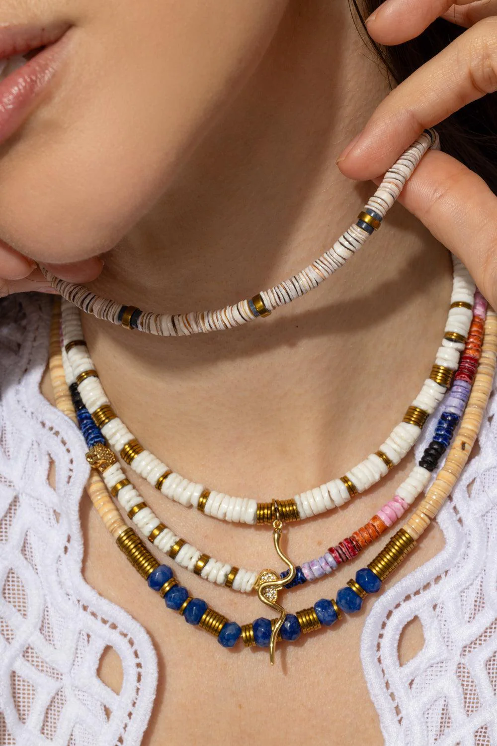 Pink Sea Shell Hematite Rondelle Necklace - Image 2