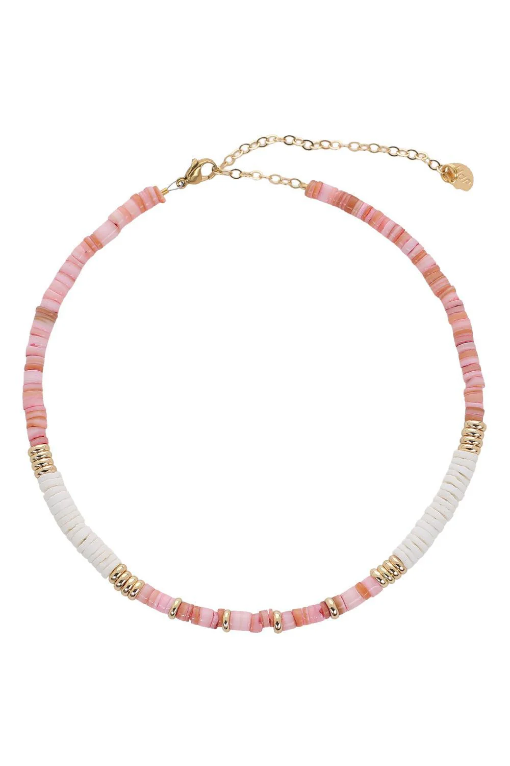 Pink White Shell Rondelle Necklace